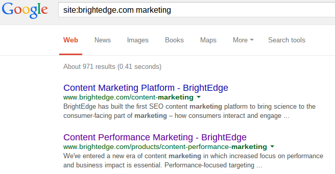 See an example of Google Search Operators - BrightEdge